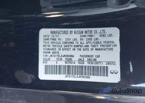 2018 Infiniti Q60 3.0T Luxe from USA, damaged, VIN JN1EV7EL9JM390984